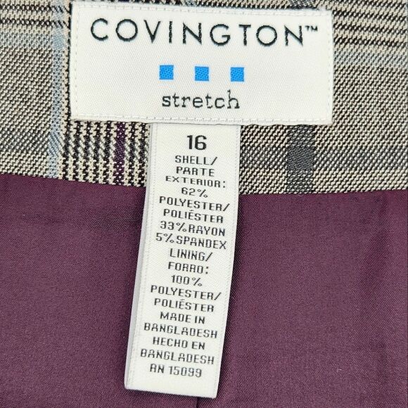 Covington Knee Length Skirt Women Size 16 Plaid Houndstooth Academia Twee Preppy - Picture 5 of 8